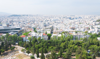 Obraz premium View of Athens from Acropolis hill, Greece.