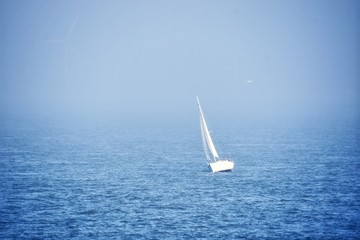 Alone in the sea. Boat. Atlantic 