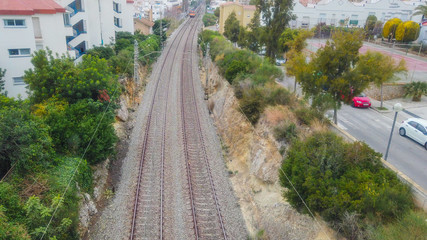 Train railway track near of Barcelona. Spain