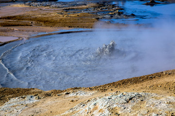 Mud hole with sulfur in geothermal area