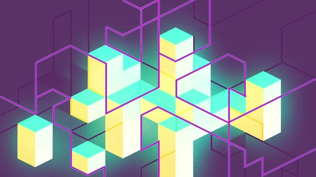 Isometric abstract motion background. Cubical pattern.