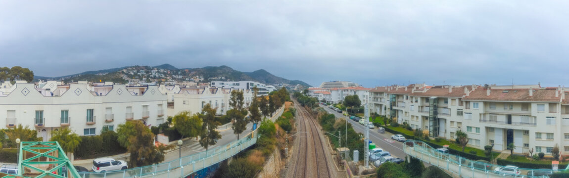 Train railway track near of Barcelona. Spain