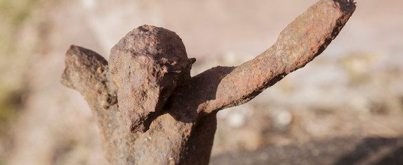 Beautiful destroyed ancient iron statue of the crucifixion of Jesus of Nazareth - Jesus Christ
