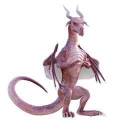 3D Red Dragon on white background