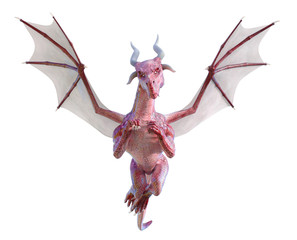 3D Red Dragon on white background