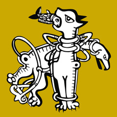 cat with fish and gryphon 