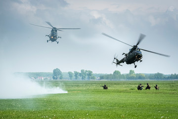 Military operation with the use of helicopters