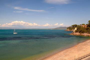 Mediterranean beach and sea tuscany gulf  in Italy landscape