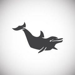 Dolphin icon on background for graphic and web design. Simple illustration. Internet concept symbol for website button or mobile app.