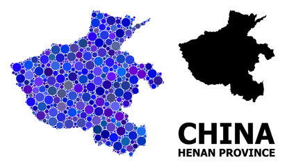 Obraz premium Blue Circle Mosaic Map of Henan Province