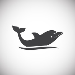 Dolphin icon on background for graphic and web design. Simple illustration. Internet concept symbol for website button or mobile app.