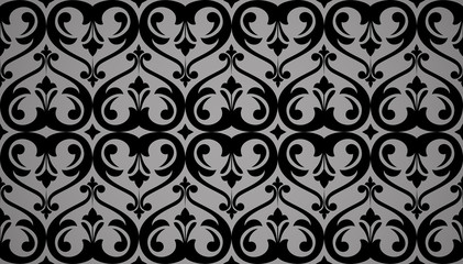 Floral pattern. Vintage wallpaper in the Baroque style. Seamless vector background. Black ornament for fabric, wallpaper, packaging. Ornate Damask flower ornament