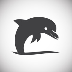 Dolphin icon on background for graphic and web design. Simple illustration. Internet concept symbol for website button or mobile app.