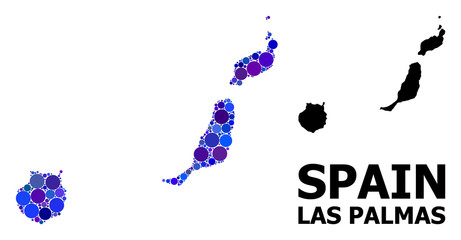 Fototapeta premium Blue Circle Mosaic Map of Las Palmas Province