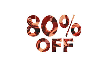 80 percent off symbolically represented with cut out text 80% off