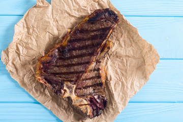 Grilled T-bone steak meat