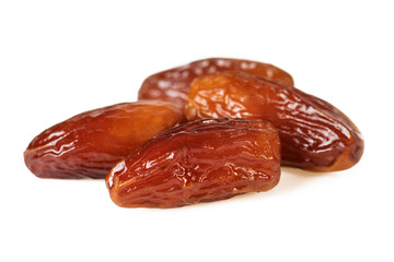 Sweet dates fruit or four dried dates isolated on white background