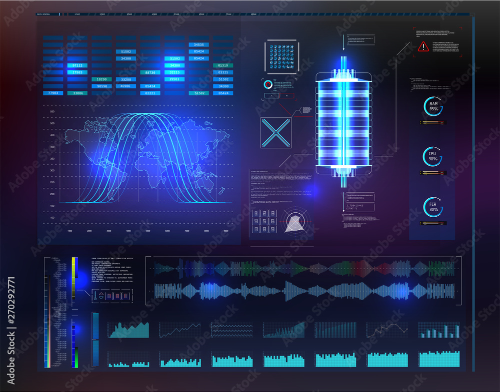 Poster hud ui app. futuristic user interface hud and infographic elements. abstract virtual graphic touch u