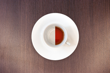 classic tea white Cup top view / Cup with saucer black tea