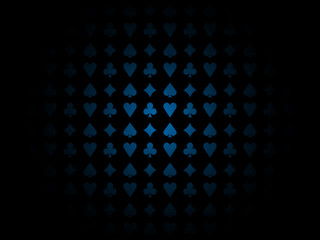 Card suits pattern shadow center blue