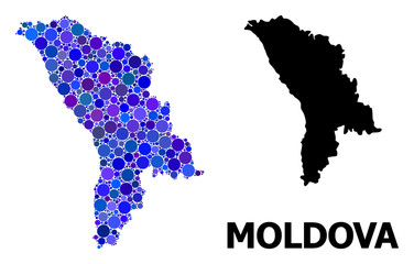 Obraz premium Blue Circle Mosaic Map of Moldova