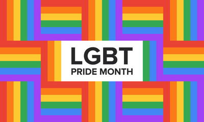 LGBT Pride Month in June. Lesbian Gay Bisexual Transgender. Celebrated annual. LGBT flag. Rainbow love concept. Human rights and tolerance. Poster, card, banner and background. Vector ilustration