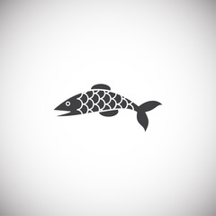 Fish icon on background for graphic and web design. Simple illustration. Internet concept symbol for website button or mobile app.