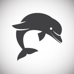 Dolphin icon on background for graphic and web design. Simple illustration. Internet concept symbol for website button or mobile app.