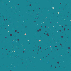 Abstract Vector seamless pattern with dots and splash terrazzo texture on a blue background