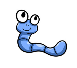 Cute Stylized Blue Worm