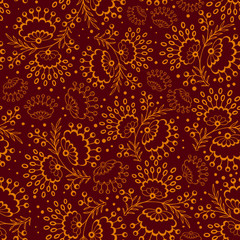 Vintage lace paisley leaves cherries pattern with horizontal lines. This is a seamless repeat vector pattern. Great for background, wallpaper, wrapping paper, fabric and etc.