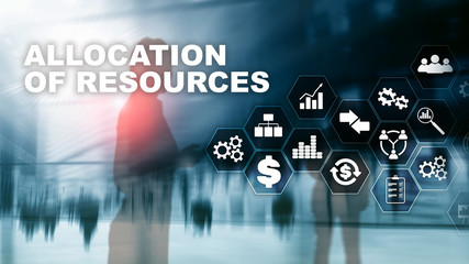 Allocation of resources concept. Strategic planning. Mixed media. Abstract business background. Financial technology and communication concept