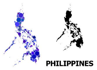 Obraz premium Blue Circle Mosaic Map of Philippines