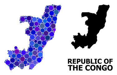 Obraz premium Blue Circle Mosaic Map of Republic of the Congo