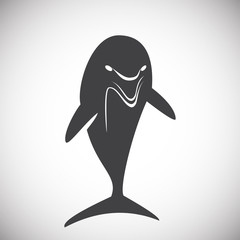 Dolphin icon on background for graphic and web design. Simple illustration. Internet concept symbol for website button or mobile app.