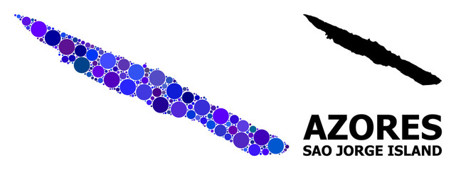 Blue Circle Mosaic Map of Sao Jorge Island