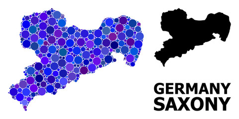 Obraz premium Blue Circle Mosaic Map of Saxony State