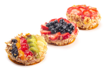 French Fruit Pastries Isolated on a White Background