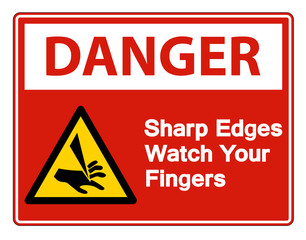 Danger Sharp Edges Watch Your Fingers Symbol Isolate On White Background,Vector Illustration