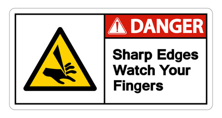 Danger Sharp Edges Watch Your Fingers Symbol Isolate On White Background,Vector Illustration