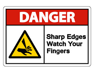 Danger Sharp Edges Watch Your Fingers Symbol Isolate On White Background,Vector Illustration