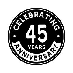 45 years anniversary logo template. Vector and illustration.