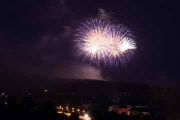 Firework on dark sky new year