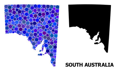 Obraz premium Blue Circle Mosaic Map of South Australia