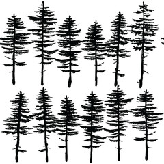 Seamless pattern with Christmas trees and pine trees . vector drawing by hand. Background in the Scandinavian style .
