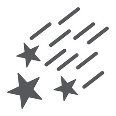 Falling stars glyph icon, night and forecast, shooting stars sign, vector graphics, a solid pattern on a white background.
