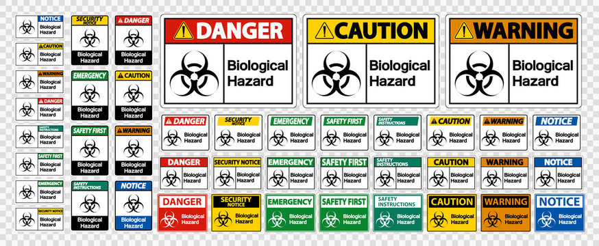 Set Biological Hazard Symbol Sign Isolate On White Background,Vector Illustration