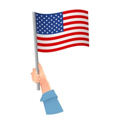 United States flag in hand icon