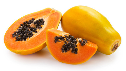 Fresh papaya on white background
