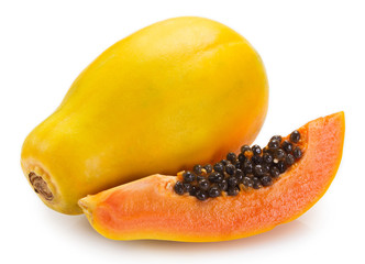 Fresh papaya on white background